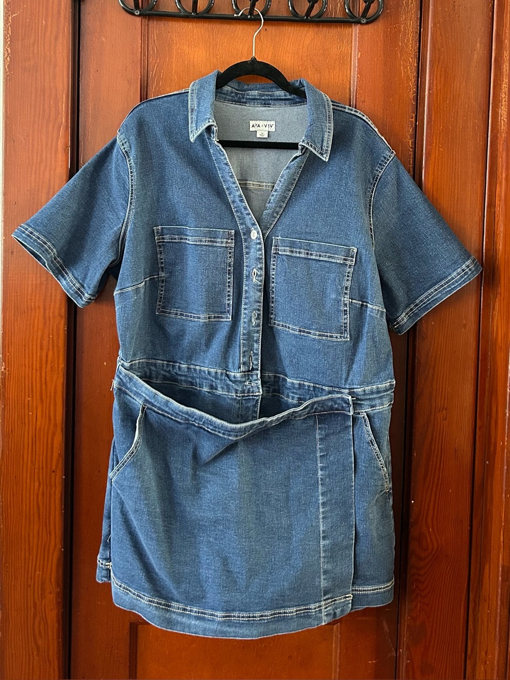 Ava & Viv Denim Jumpsuit with Skirt